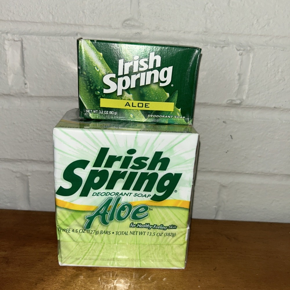 3X Irish Spring ALOE 4.5 oz Bars DISCONTINUED & 1 - 3.2 Oz Bar Vintage